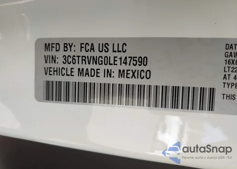 2020 Ram Promaster 1500 Low Roof 118 Wb from USA, damaged, VIN 3C6TRVNG0LE147590